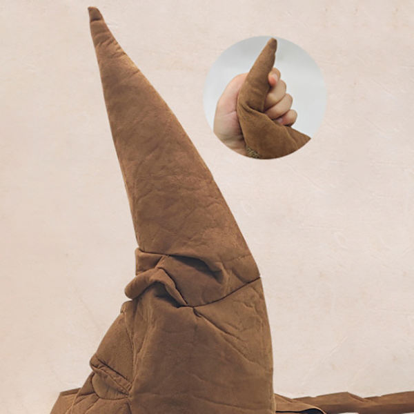 Hatt för häxa och trollkarl, sorteringshatt i läder, Halloween-hatt Brown