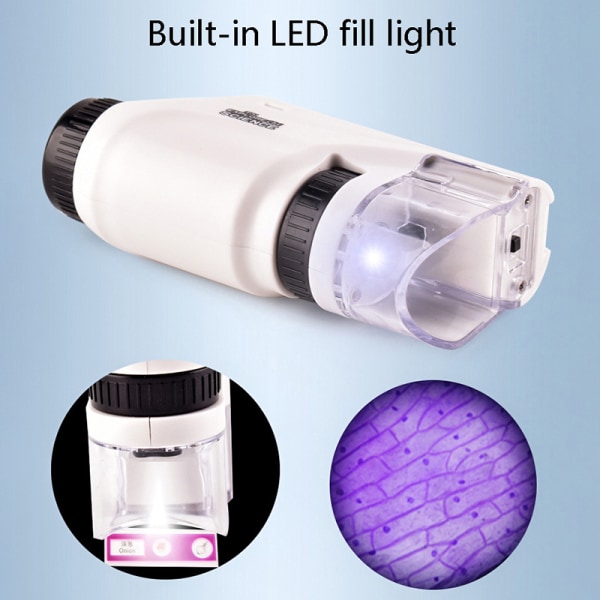 Håndholdt mikroskopsett Lab LED-lys 60X-120X mikroskop White