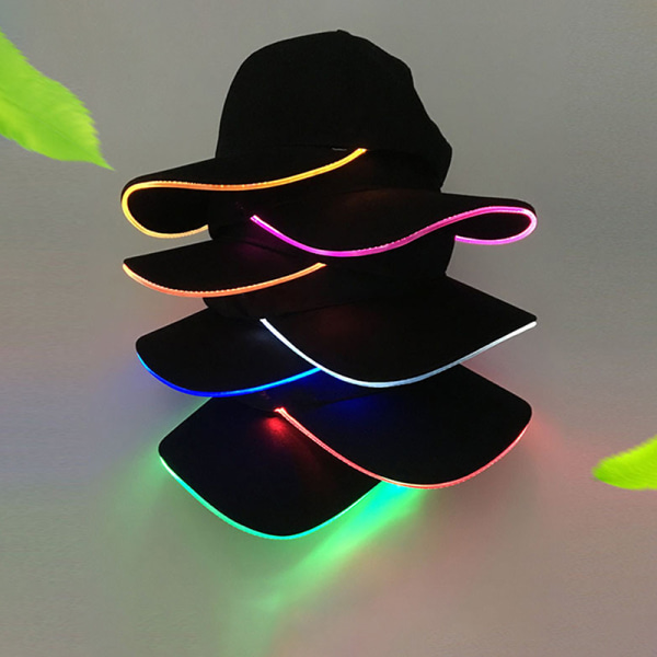 Hatt LED Lysande Baseball Hat Party Peaked Sports Kepsar Black green light