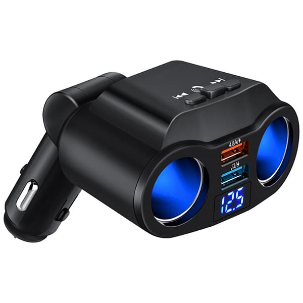 USB-biloplader 2 stik med LED-spændingsskærm Biltilbehør Black