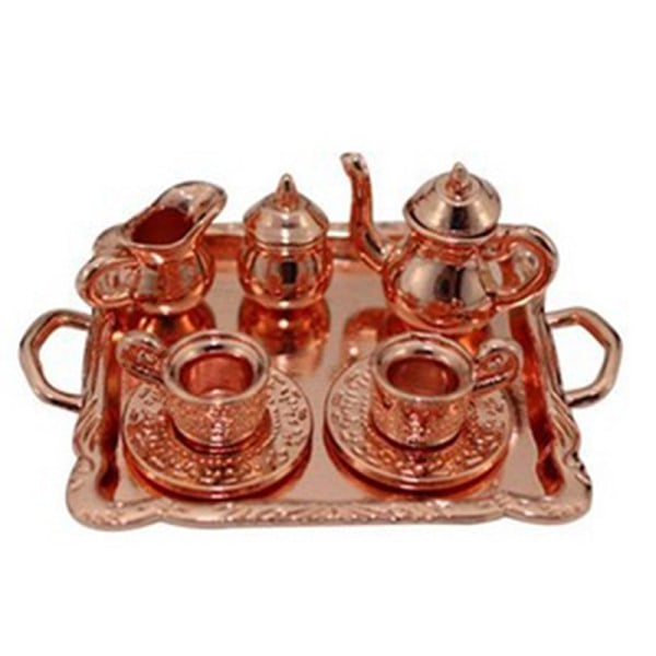 10st/ set Dockhus Miniatyr Metal Tea Dockhusmöbler Min Copper