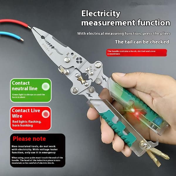 Multifunktionel Kabelstripper med Elektrisk Testpen Foldbar A
