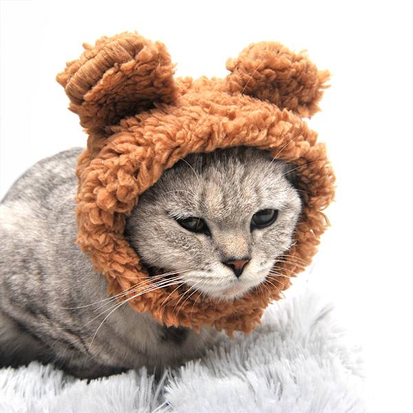 Funny Pet Cap Warm Bear Ears Hat Pandebånd Pet Hovedbeklædning Brown