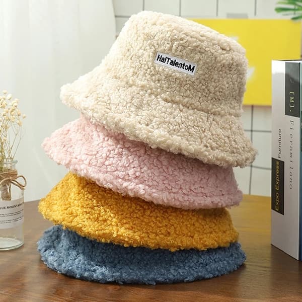 Lammeuld Bøttehat Vinter Varme Hatte Lady Flat Top Cap Blue