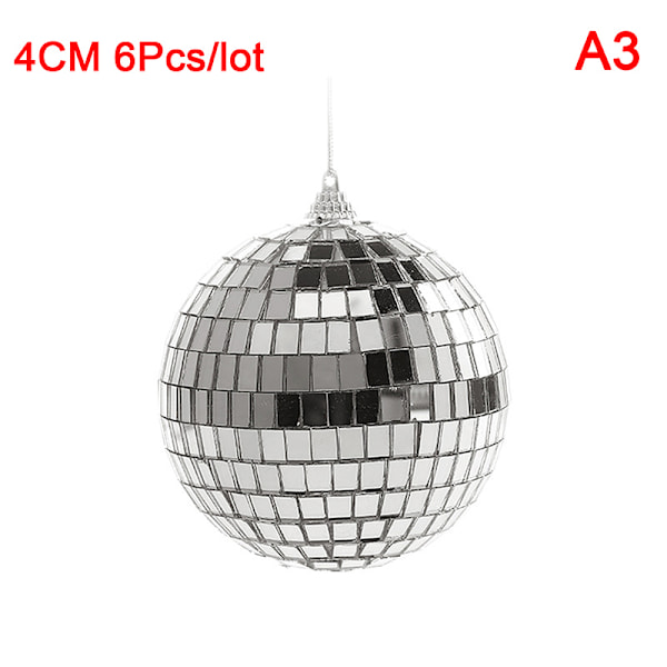 1Pakke 2-10cm Juleball Xmas Tree Hengende Ornament Speil 4CM 6Pcs/lot