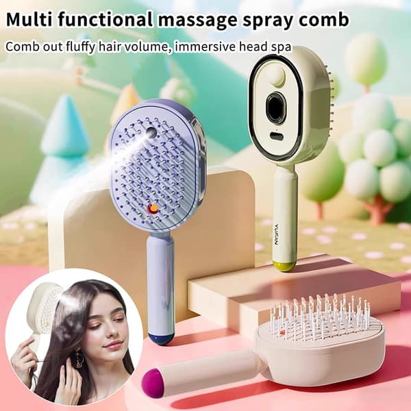 Elektrisk Spray Massage Kam Hårmassage Hovedbundsbørste Vibration Purple