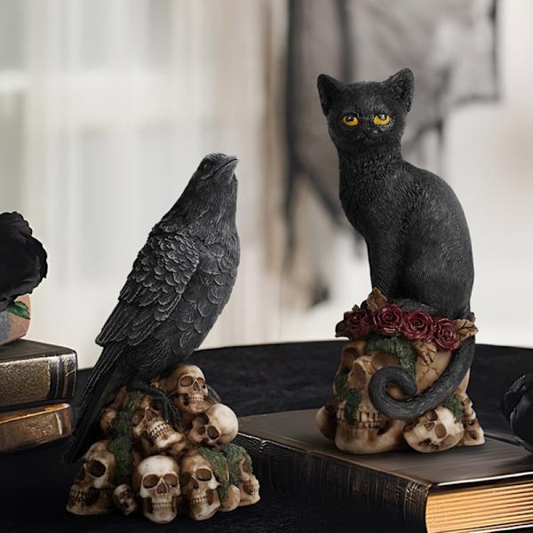 Skeletter dekorative figurer Katte og krager statuer A2