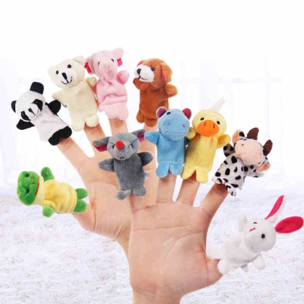 10 stk Baby plysj leke tegneserie dyr finger marionett dukke 10pcs