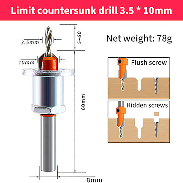 Säädettävä Router Core Limiter metalliseosporanterät Poraus type-A8