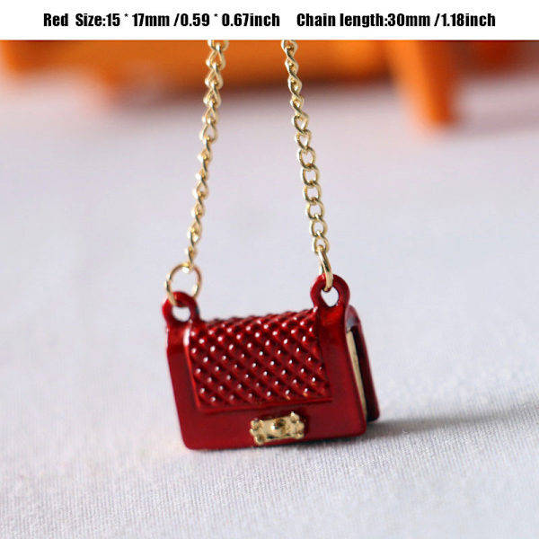 Dockhus Miniatyr metallväska Modeaccessoarer Dekorera Scen Red