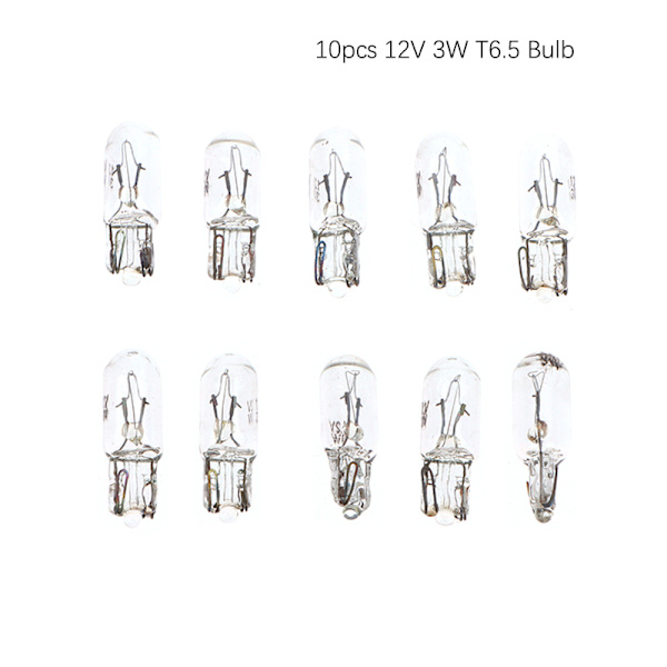 10 st glödlampa 12V 3W T6.5 Indikatorlampor för bilinstrumentbräda