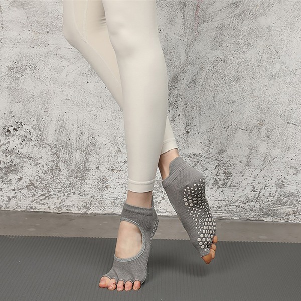 Kvinnor Halvtå Balett Yogastrumpor Halkfri Peep Toe light gray