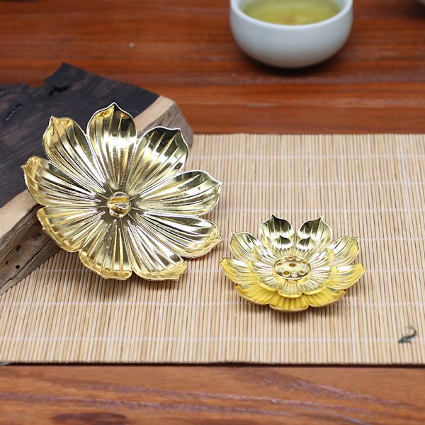 Legeret røgelse brænder buddhisme Lotus Line røgelse tallerken bronze L