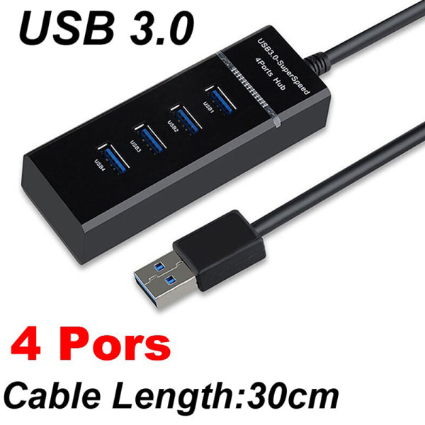 USB 3.0-portar Hub Splitter Adapter Kabel Dator USB Splitter White