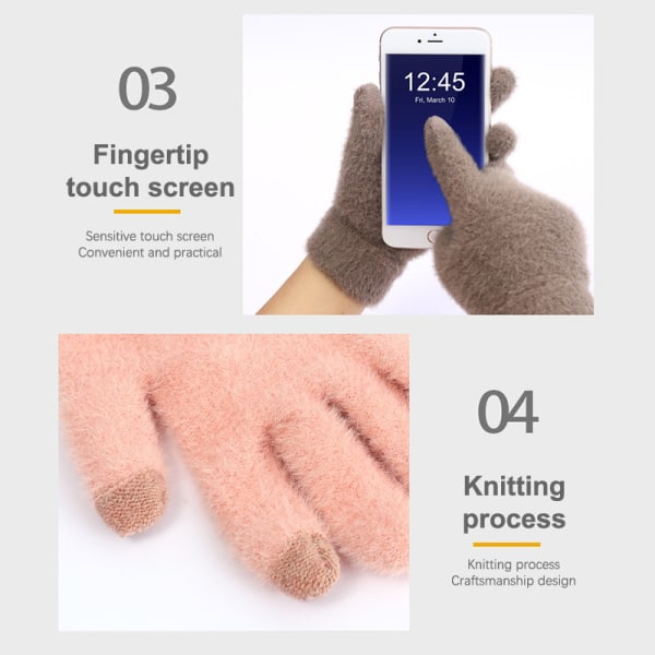 1 par förtjockade varma handskar Winter Mink Touch handskar A2