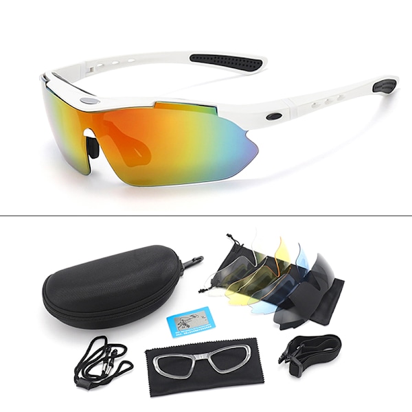 Polarized Sports Men Solbriller sett med 5 LensGoggle White