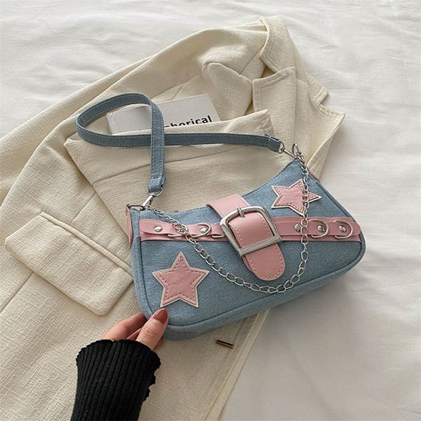 Dame håndtasker Stars Pattern Cool underarm taske Light blue