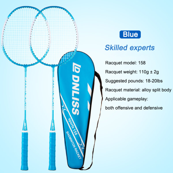 Badmintonketcher Jernlegering Holdbart Sæt Træningsketcher blue Package One