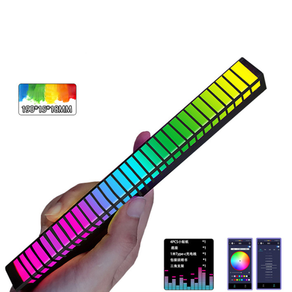 5V USB 32 LED Nattlys App Control RGB Music Rhythm Light 8(32LED app Black)