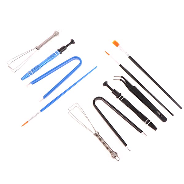 1Set Tangentbordsrengöringsverktyg Keycap Puller Stem Lube Borste Black-6PCS