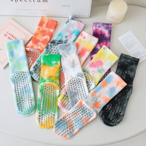 Kvindelige Pilates Yoga Yoga Socks Tie Dye Grip Socks A13