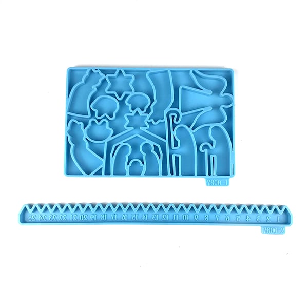 Adventskalender Silikonform Julgranspynt Formar Set Blue