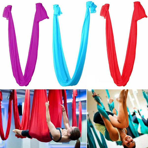 Yoga Swing Hängmatta Trapetsslinga Aerial Silk Set Inversion Fitn Sky blue