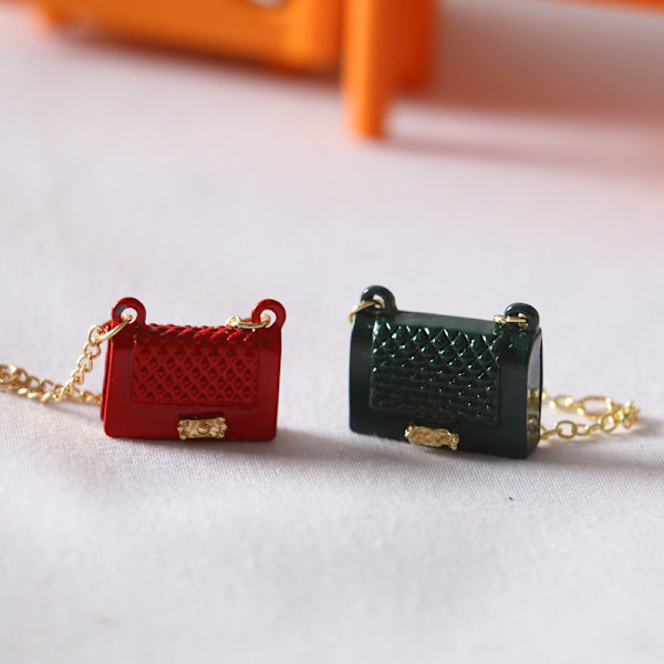 Dockhus Miniatyr metallväska Modeaccessoarer Dekorera Scen Red