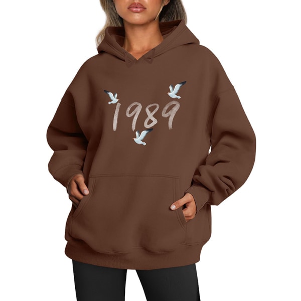 1989 Langærmede T-shirts til kvinder Toppe sweatshirts med rund hals coffee XL