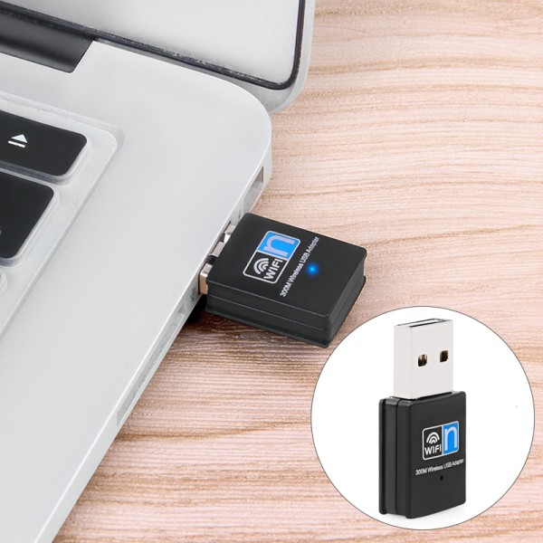 300 Mbps Mini trådløs USB Wifi Adapter til stationære bærbare computere Blue