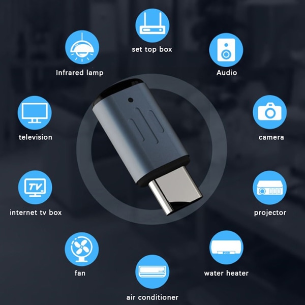 Typ C-gränssnitt Smart App Control Telefon Fjärrkontroll Adapter Silver