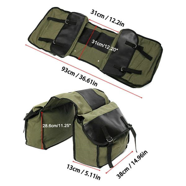 Motorcykel Touring Saddle Bag Touring Saddle Canvas Bagage Green