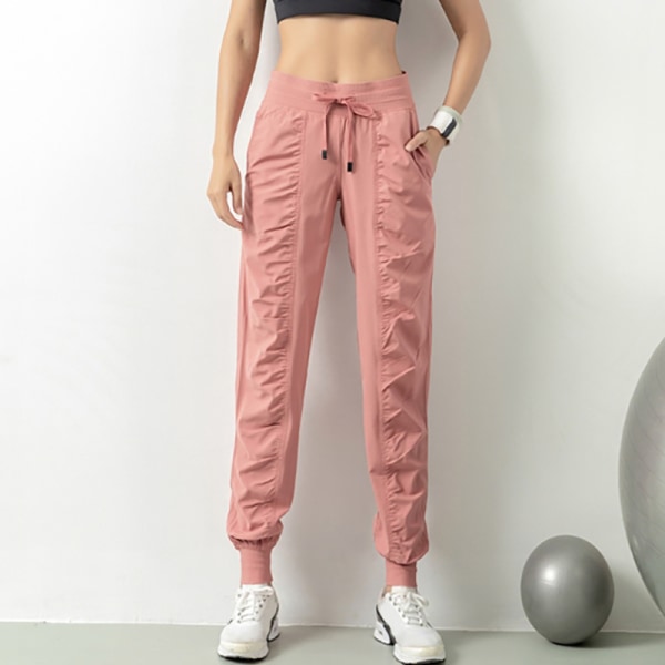 Kvinders sporty yoga fitness hurtigtørrende beskåret leggings Pink XL