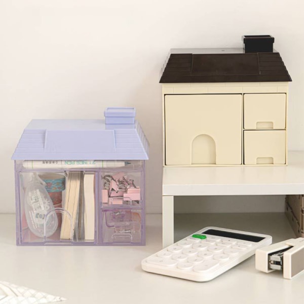 Läpinäkyvä Desktop Storage Box House kynäpidikkeen organizer Coffee