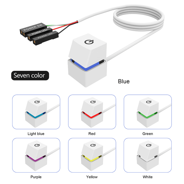 2M Colorful Lights Desktop Computer Power Switch ekstern knap Multicolor