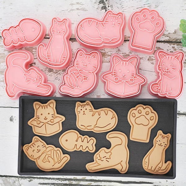 8 Stk Katte Dyr Cookie ters Form Plast Kikseform