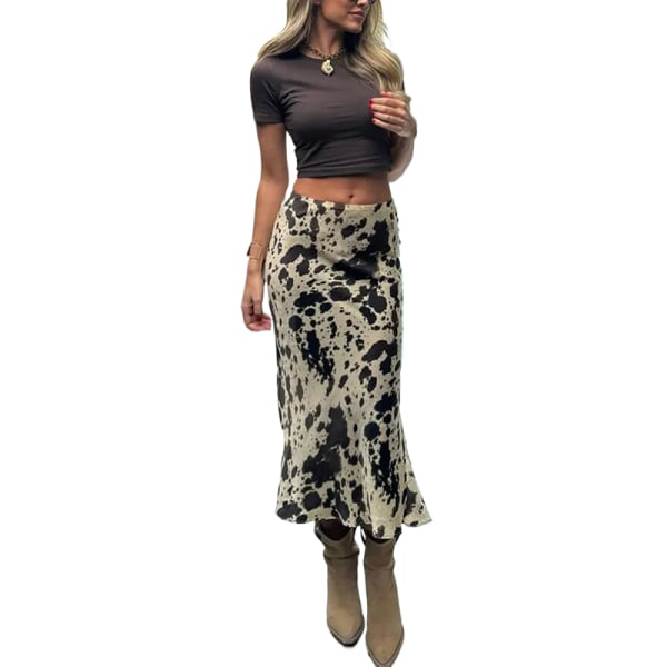 Kvinders sexet leopardprint Fashion Chic A-line lange nederdele color L