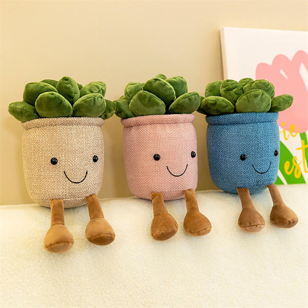 Simulerad plyschleksak Succulent Plyschplysch i kruk Blue