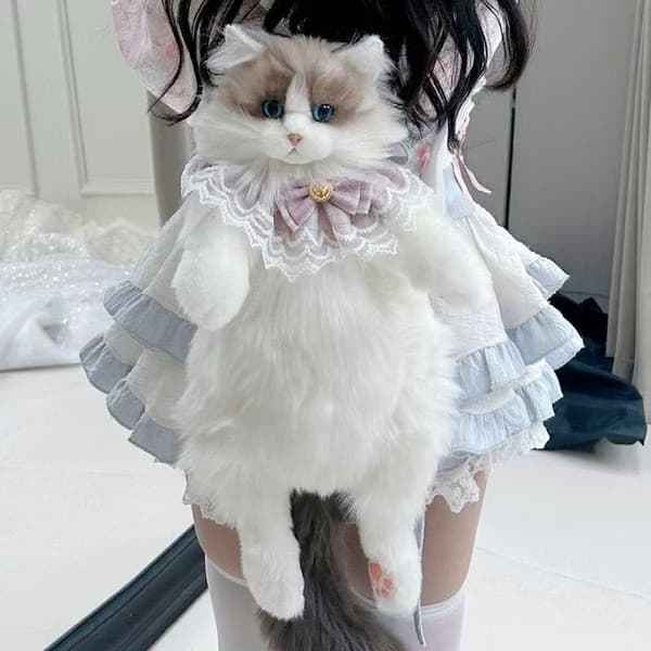 e Simulerad Katt Designer Ryggsäck Kvinnor Kawaii Mjuk Plysch Trend A2