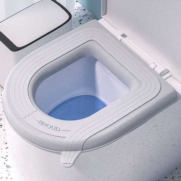 2 stk Toiletsædebetræk Måtte Vaskbar toiletlågpude Gray U-shaped