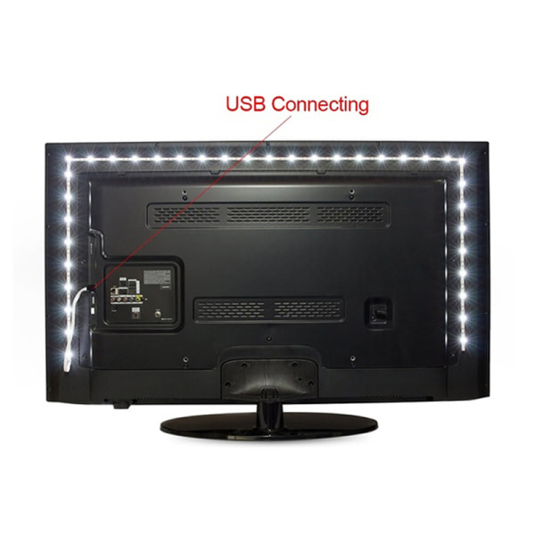 5V TV LED Baggrundsbelysning USB LED Strip Light Dekor Lampe White-1M