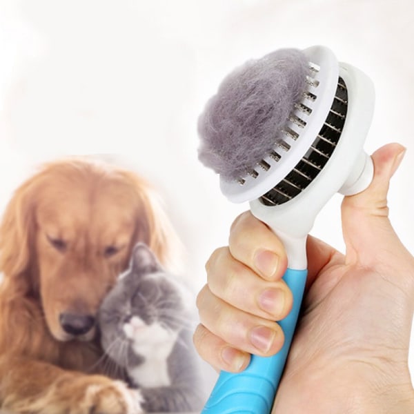 Kammar Dog Hair Remover Grooming Pet Hårtrimmer Kam Blue