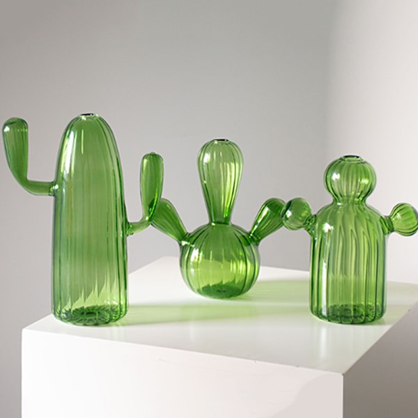 Kaktusglassvase til romdekorasjon Dekorativ glassflaske A3