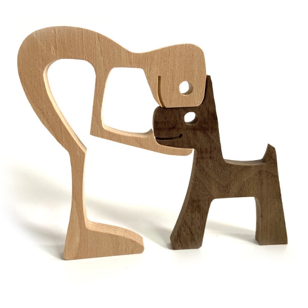 Familie Puppy Wood Hunde Craft Figur Desktop Ornament type-A