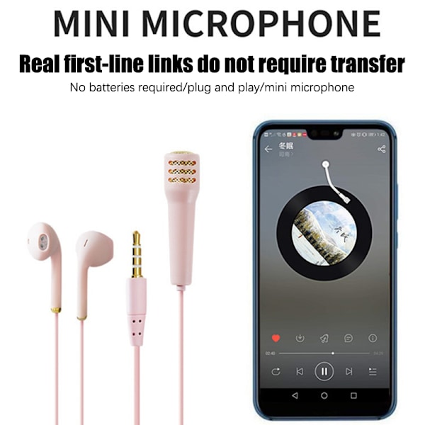 3,5 mm karaoke mikrofon øretelefon Mini stereo hovedtelefon med ledning Black