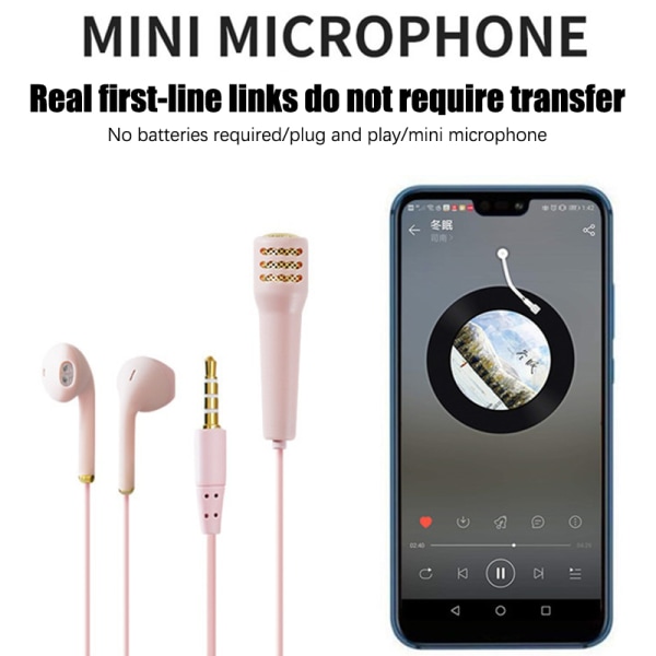 3,5 mm karaoke mikrofon øretelefon Mini stereo hovedtelefon med ledning Blue