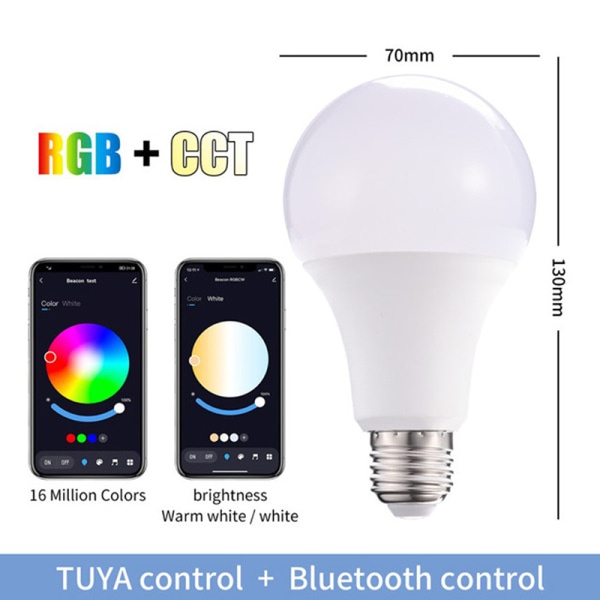 15W Blue-tooth Control Smart glödlampa White onesize