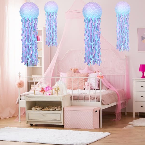 Havfruefestdekorasjon DIY hengende manetlykt Pink