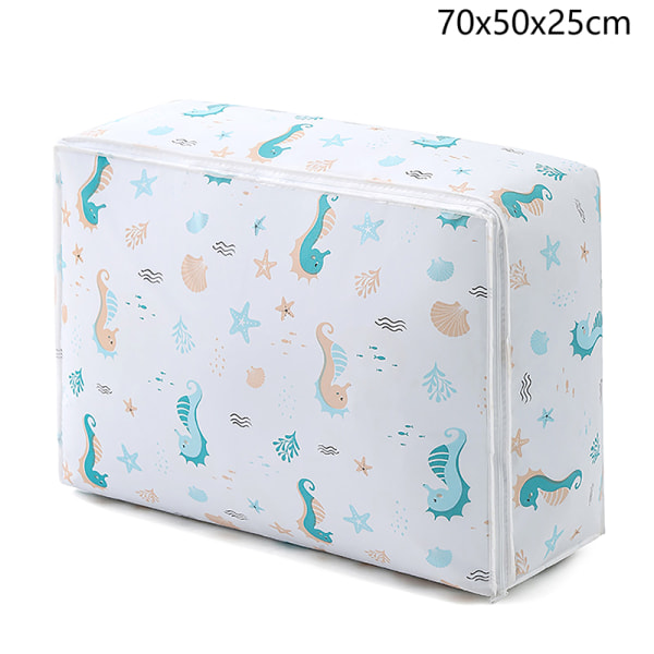 Garderobe Organizer Quilt Oppbevaringspose Klesboks Sengetøy Seahorse 70x50x25cm