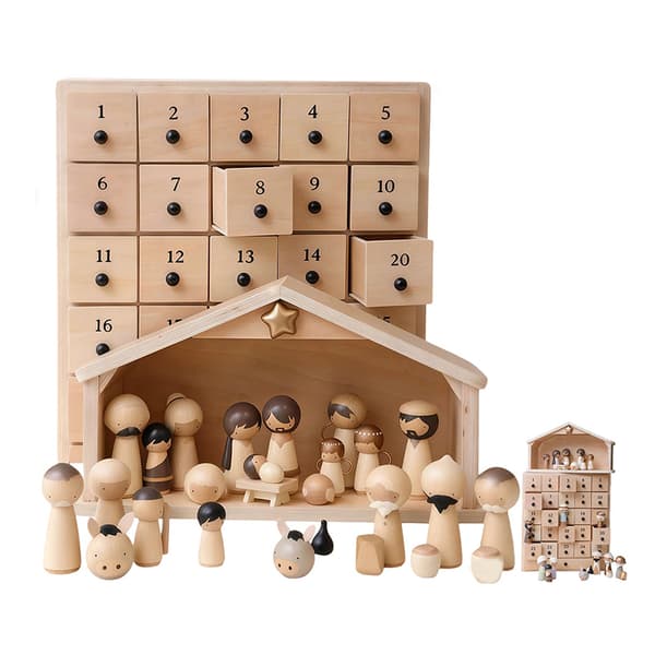 Redningsmanden – Julekrybbe Adventskalender Beige